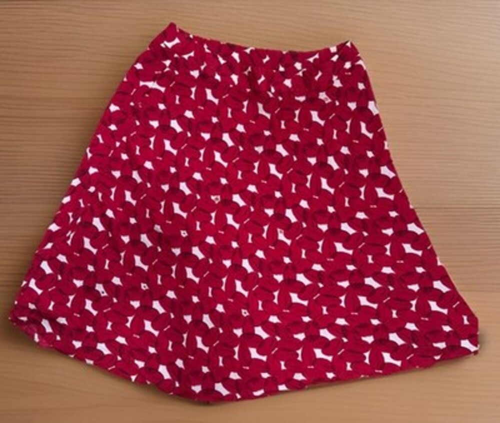 Jones New York 100% Silk Chiffon Layered Maxi A-line Skirt Red White Lined 16